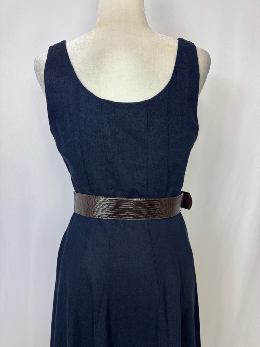 Donna Karan New York Belted A-Line Midi Dress Size 6 Blue - Picture 10 of 15